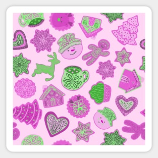 Pink Christmas Ginger cookies Sticker